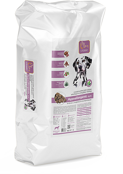 Сухой корм для крупных и средних собак ягненок и индейкой с бур.рисом Clan CLASSIC Hypoallergenic 10 кг