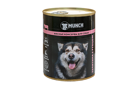 Консерва для собак Munch телятина с рубцом 850гр