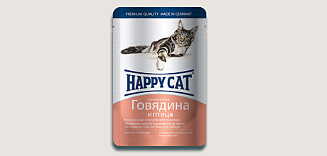 Happy Cat кусочки в соусе Кролик и Индейка с морковью