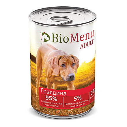 BioMenu Adult влажный корм для взрослых собак с говядиной, в консервах - 410 г