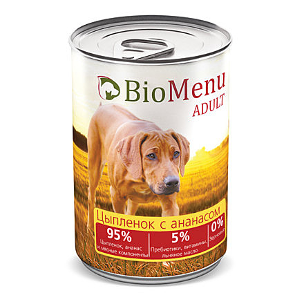 BioMenu Adult влажный корм для взрослых собак с говядиной и ягненком, в консервах - 410 г