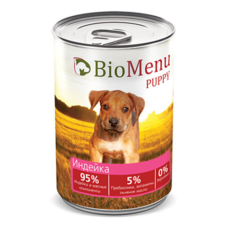 BioMenu Puppy влажный корм для щенков с индейкой, в консервах - 410 гм