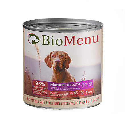 BioMenu влажный корм для взрослых собак с говядиной и ягненком, в консервах - 750 г