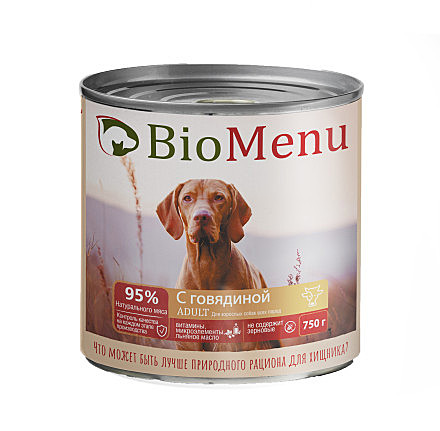 BioMenu влажный корм для взрослых собак с говядиной, в консервах - 750 г
