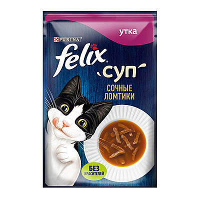 Felix суп для кошек Сочные ломтики с уткой