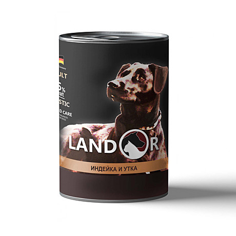 Консервы LANDOR для собак всех пород с индейкой и уткой (400г)
