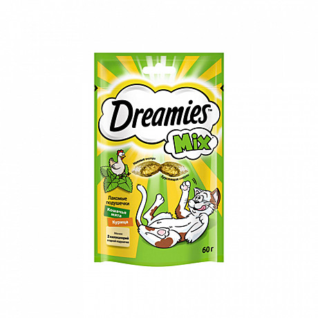 Dreamies (Дримс) лакомство для кошек Dreamies лакомые подушечки для кошек с курицей и мятой
