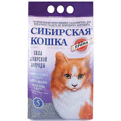Сибирская кошка Прима комкующийся для кошек 5л