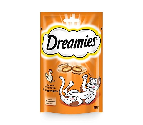 Dreamies (Дримс) Лакомые подушечки с курицей для кошек 60г