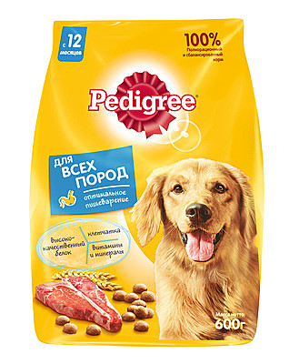 Корм Pedigree сухой корм для взрослых собак всех пород, с говядиной 2,2 кг