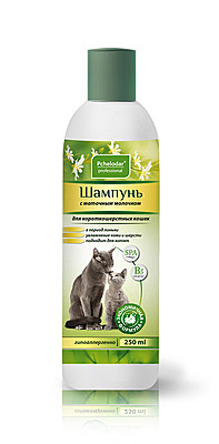 Пчелодар гипоаллергенный шампунь с маточным молочком для короткошерстных кошек