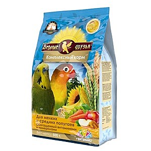 Верные Друзья Для мелких и средних попугаев, обогащенный витаминами и минералами 500г