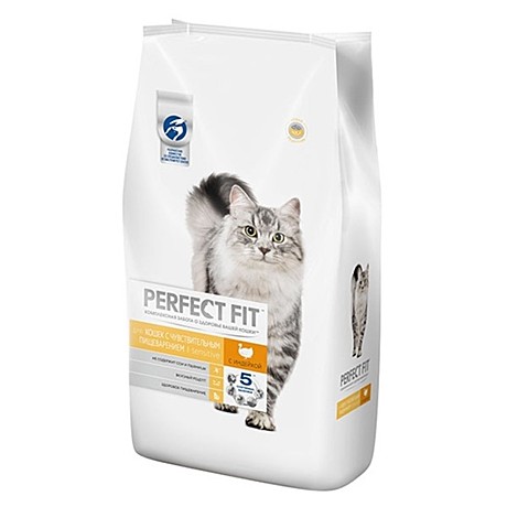 Perfect Fit Корм Perfect Fit сухой корм для чувствительных кошек, с индейкой 190гр