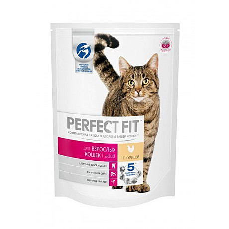 Perfect Fit Корм Perfect Fit сухой корм для взрослых кошек, с курицей 190 гр