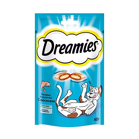Dreamies (Дримс) Лакомые подушечки с лососем для кошек