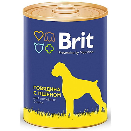 Консервы Brit Premium by Nature Adult для собак с говядиной и пшеном (850г)