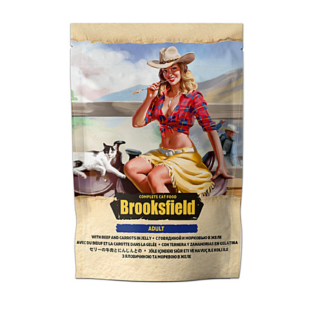 Brooksfield (Бруксфилд) Полнорационное питание для взрослых кошек говядина и морковь в желе