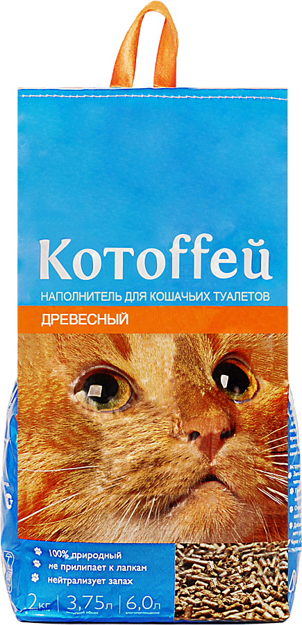 Наполнитель Котоффей для кошек древесный 6л (2кг)