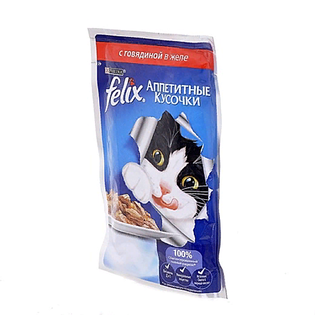 Felix кусочки в желе для кошек с говядиной