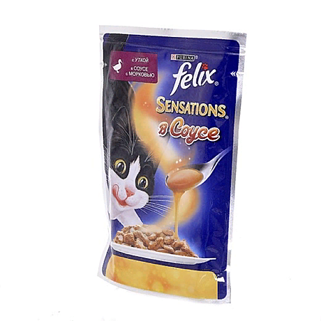 Felix sensations кусочки в соусе для кошек утка с морковью