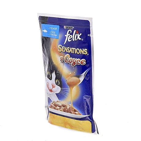 Felix sensations кусочки в соусе для кошек треска с томатом