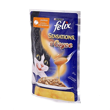 Felix sensations кусочки в соусе для кошек индейка с беконом