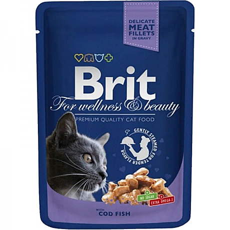 Консервы для взрослых кошек с треской Brit Premium