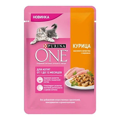 Консервированный полнорационный корм Purina ONE® для котят, с курицей и морковью