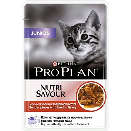 Pro Plan Junior, говядина, пауч, 85 г