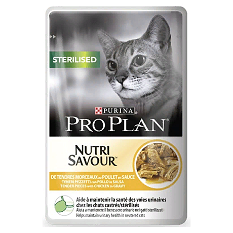 Purina Pro Plan для стерилизованных кошек и кастрированных котов, курица, пауч, 85 г