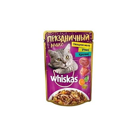 Whiskas® Праздничный микс утка, кролик и овощное желе 75гр
