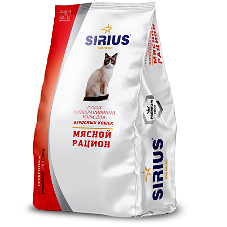 sirius корм для кошек мясной рацион 100г