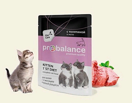 ProBalance Kitten 1'st Diet для котят с 2-х мес., беременных и кормящих кошек, с телятиной в желе