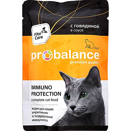 ProBalance Immuno для взрослых кошек всех пород, иммуноукрепляющий с говядиной в соусе