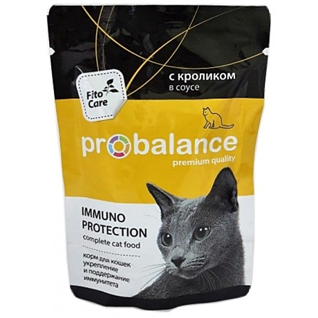 ProBalance Immuno для взрослых кошек всех пород, иммуноукрепляющий с кроликом в соусе