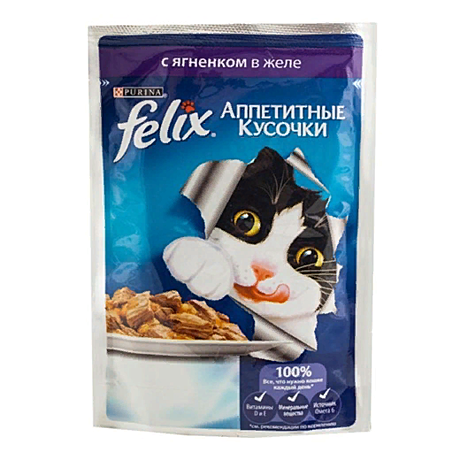 Felix кусочки в желе для кошек с ягненком