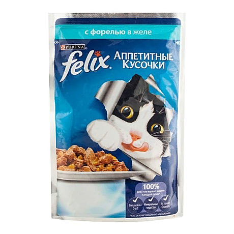Felix кусочки в желе для кошек с форелью