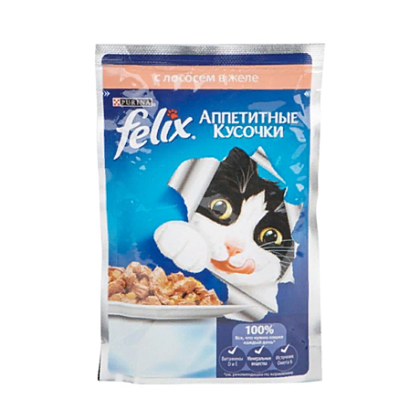 Felix кусочки в желе для кошек с лососем