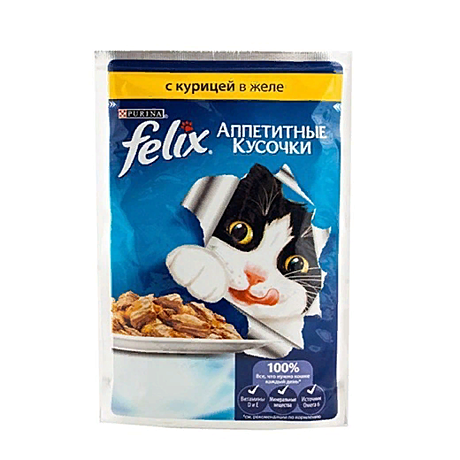 Felix кусочки в желе для кошек с курицей