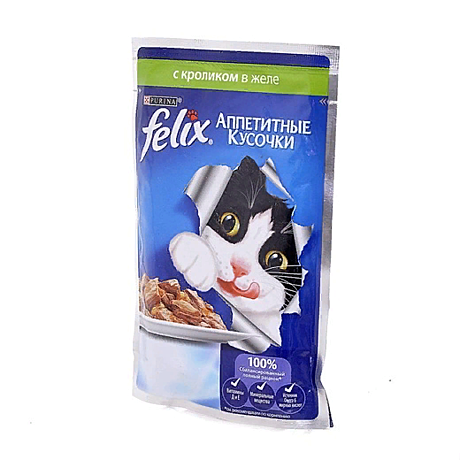 Felix кусочки в желе для кошек с кроликом