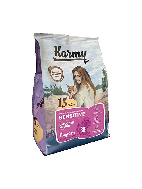 Karmy Sensitive для кошек - индейка 400Г