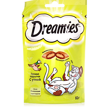 Dreamies (Дримс) Лакомые подушечки для кошек с уткой