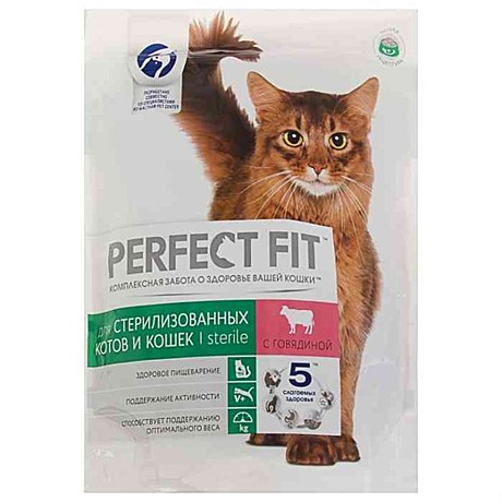 Perfect Fit Корм Perfect Fit сухой корм стерилизованных кошек, с говядиной 650гр