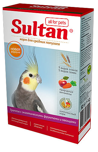Sultan (Султан) «Трапеза с овощами и экзотическими фруктами» для средних попугаев 500г