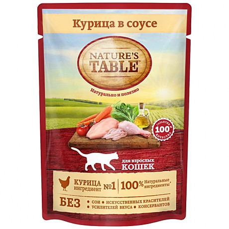 Nature's Table влажный корм для взрослых кошек всех пород, курица в cоусе 