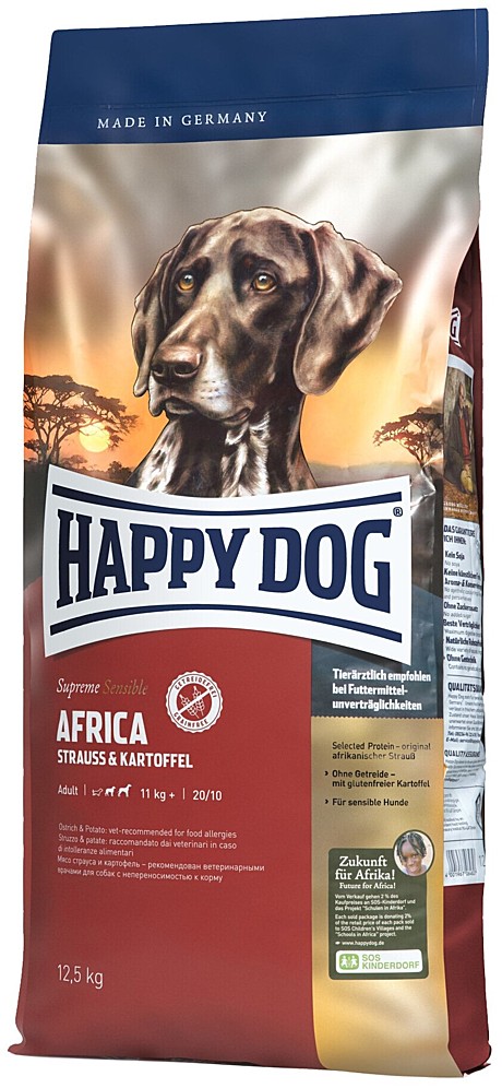 Happy Dog (Хэппи Дог) Supreme Sensible Africa африканский страус и картофель для собак 12,5кг