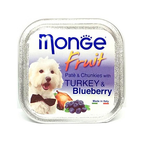 Monge PATE & CHUNKIES with TURKEY & BLUEBERRY Нежный паштет из индейки с черникой 100гр