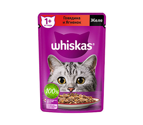 Whiskas Желе с говядиной и ягненком 75 г.