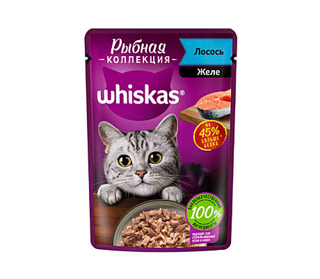 Whiskas Рыбная коллекция с лососем в желе 75гр