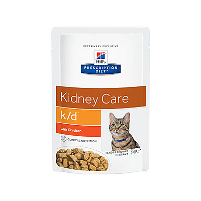 Hill's вет.консервы Prescription Diet k/d Kidney Care влажный диетический корм для кошек при хронической болезни почек, с курицей 85гр